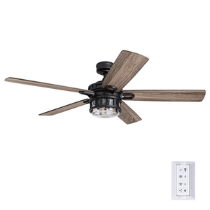 lot 23544 image: Honeywell 52-Inch Bontera Indoor 5 Blade Matte Black Craftsman Ceiling Fan with Remote Control