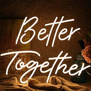 lot 23551 image: ATOLS Better Together Large Neon Sign for Wall Decor,with Dimmable Switch,Reusable Neon Light Sign for Engagement Party,Wedding Decoration,Warm White 23.5x10.5 & 17.5x8.5Inch (Power Adapter included)