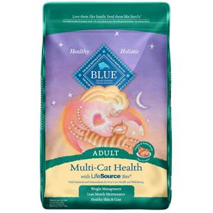 lot 23552 image: Blue Buffalo Multi-Cat Chicken and Turkey Dry Cat Food for Adult Cats Whole Grain 15 lb. Bag