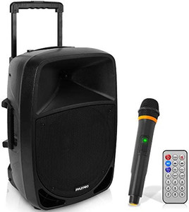 lot 23558 image: 1200W Portable Bluetooth PA Speaker - 12�� Subwoofer, LED Battery Indicator Lights WBuilt-In Rechargeable Battery, MP3USBSD Card Reader, and UHF Wireless Microphone - Pyle PSBT125A