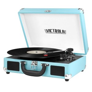 lot 23572 image: Victrola - Bluetooth Stereo Turntable - Turquoise