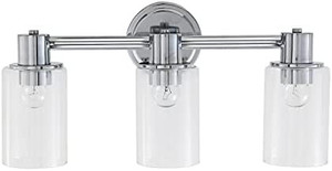 lot 23584 image: ALAISLYC W115G3 3-Light Vanity Lights for Bathroom Fixture, 19 L, Chrome ,Clear Glass Shade (3-Light)