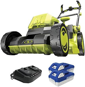 lot 23591 image: Sun Joe 24V-X2-16LM 48-Volt iON Cordless Brushless Lawn Mower Kit, W