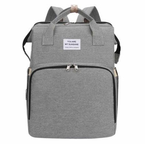 lot 23593 image: Diaper Bag Large Capacity Waterproof Nylon Multifunctional Diaper Bag with Folding Crib for Travel