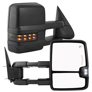 lot 33566 image: YITAMOTOR Towing Mirrors Compatible with Chevy Silverado Tahoe Suburban Avalanche GMC Sierra Yukon Cadillac Escalade 2003-2006 Power Heated LED Signal Lamp Clearance Light Black Pair Mirrors