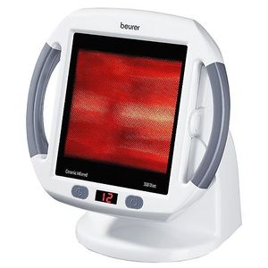 lot 33572 image: Beurer IL50 Infrared Heat Lamp, Red Light Heat Device (Portable), for Muscle Pain and Pain Relief, for Cold Relief, Improves Blood Circulation, 300W, Safety-Features