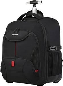 lot 33580 image: Rolling Backpack,Large Backpack with Wheels for Men Women Adults,17inch Waterproof Wheeled Travel Laptop Backpack,Carry on Luggage Bag Trolley Suitcase Business College School Computer Bookbag,Black