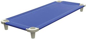 lot 33584 image: Acrimet Premium Stackable Nap Cot (Stainless Steel Tubes) (Blue Cot - Grey Feet) (1 Unit)