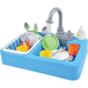 lot 33608 image: Sunny Days Entertainment Kitchen Sink with Running Water - 20 Piece Toy Playset