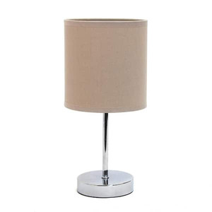 lot 33609 image: Set of 2 11.7 in. Chrome Mini Basic Table Lamp with Gray Fabric Shade