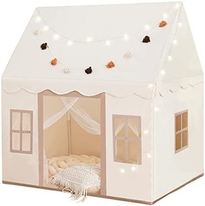 lot 33612 image: Play Tent with Mat, Star Light Large Kids Playhouse with Windows Easy to Wash, Indoor and Outdoor Play Tent for Kids, little dove Toys for Girls,Neutral Color,47x40x52