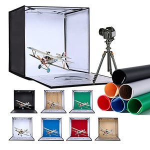 lot 33622 image: ZKEEZM Light Box Photography 24x24 with 240LED Lights and 7 Color Backdrops Photo Box with Lights Foldable Light Box with Adjustable Brightness, 3000-6500K Dimmable Portable Picture Box Shooting