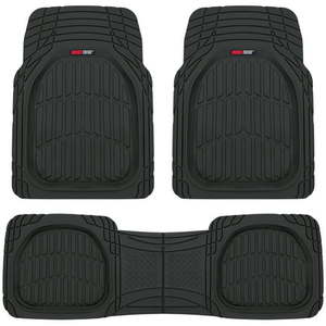 lot 43726 image: Motor Trend 923-BK Black FlexTough Contour Liners-Deep Dish Heavy Duty Rubber Floor Mats for Car SUV Truck & Van-All Weather Protection