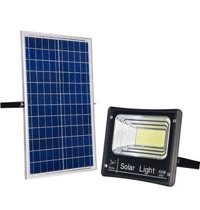 lot 43664 image: 100W Solar Flood Light Outdoor Dusk to Dawn with Remote Control 324 LEDs 5000 Lumen Lamp for Yard, Swimming Pool, Garage, Warehouse, Playground, Hotel, Farm, Arena