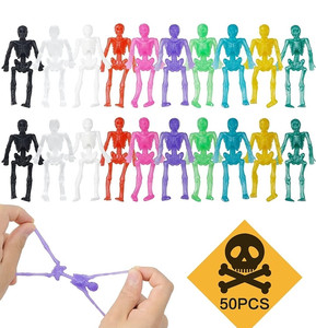 lot 43666 image: QBSM 50 Stretchy Skeleton Skull Toys, 10 Colors Bulk Set Stretchy Skeleton Toys for Kids, Happy Halloween Goody Bag Fillers, Halloween Sticky Toys for Kids, Boys & Girls