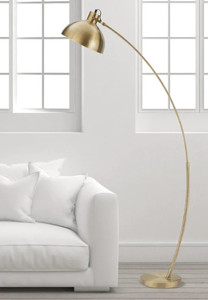 lot 43672 image: WAVE Arc Metal Floor Lamp in Sand Finish