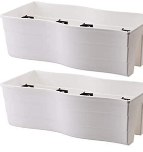 lot 43674 image: Long Rectangular Flower Pot Plant Window Box Hanging Rail Planter White 2 Pack
