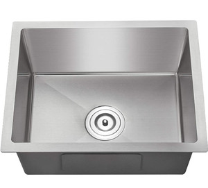 lot 43688 image: MENATT 24-inch Undermount Kitchen Sink, SUS304 Stainless Steel Handmade Single Bowl with Sink Strainer, 24189 (Brushed)
