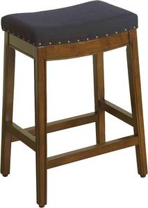 lot 33576 image: Homepop Home Decor  Backless Nailhead Trim Counter Height Bar Stools  24 Inch Bar Stools  Decorative Home Furniture (Blue Tweed)