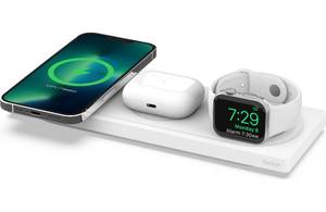 lot 33627 image: Belkin 3-in-1 Wireless Charging Pad with Magsafe