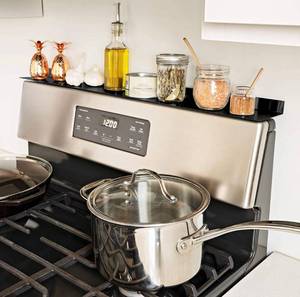 lot 10272 image: Old Home Kitchen 30-Inch Kitchen Shelf, Kitchen Organization, Magnetic Shelf, Spice Rack, Instant Shelf for Stovetop, Home Gadgets, Easy Installation (Black)
