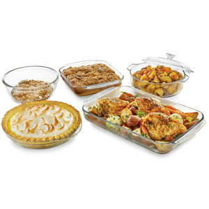 lot 10277 image: Libbey Baker s Basics 5-Piece Glass Casserole Baking Dish Set with 1 Cover