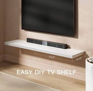 lot 10280 image: AMADA HOMEFURNISHING Floating Shelves Large, 24 x 9 Inch Wall Shelves for Bathroom, Bedroom, Kitchen, Shelves for Wall Decor Set of 2, White - AMFS06