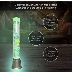 lot 10285 image: Shop LC Electric Fake Fish Tank Aquarium Lamp with 6 LED Glowing Colors Changing Light and Sensory Bubble Tube Lamp - Artificial Fish Tank with Moving Fish - Night Light to Relax with a Sensory Lamp