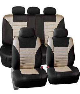 lot 10303 image: FH Group Car Seat Covers Full Set Beige 3D Air Mesh - Universal Fit, Automotive Seat Covers, Low Back Seat Cover, Airbag Compatible, Split Bench Rear Seat, Washable Car Seat Cover for SUV, Sedan