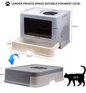lot 10307 image: ONENIN Foldable Cat Litter Box,Large Top Entry Anti-Splashing Litter Box with Lid,Enclosed Cat Potty,Drawer Type Cat Toilet Easy Cleaning,Including Cat Litter Scoop, Grey