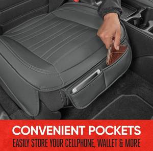 lot 10312 image: Motor Trend Gray Faux Leather 2-Pack Car Seat Cover for Front Seats, Padded Car Seat Protectors with Storage Pockets, Premium Interior Covers, Front Seat Covers for Cars Truck SUV Auto