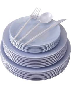 lot 10327 image: Silver Spoons Party Disposable DINNERWARE Set  Opulence Collection, 20 Servings, White