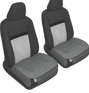 lot 10352 image: Motor Trend Gray Faux Leather 2-Pack Car Seat Cover for Front Seats, Padded Car Seat Protectors with Storage Pockets, Premium Interior Covers