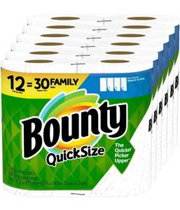 lot 10354 image: Bounty Quick-Size Paper Towels, White, 12 Family Rolls  30 Regular Rolls
