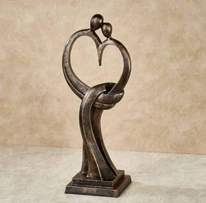 lot 10356 image: Touch of Class Everlasting Love Sculpture Bronze One Size, Crafted from Resin, Measures 20 inches in Height - Modern Decorative Sculptures for Table, Wedding, Anniversary - Sign of I Love You Statue