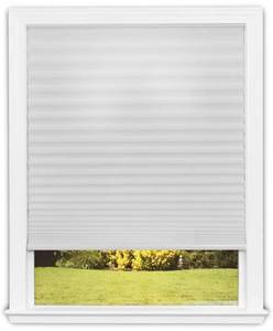 lot 10357 image: Redi Shade No Tools Easy Lift Trim-at-Home Cordless Pleated Light Filtering Fabric Shade White, 30 in x 64 in, (Fits windows 19 in - 30 in)