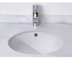 lot 10359 image: AMASHEN Oval Undermount Bathroom Sink White Porcelain Ceramic Vanity Under Counter Sink Basin with Overflow 16 x 13