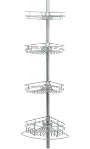 lot 10362 image: Zenna Home Tension Pole Shower Caddy 4 Basket Shelves with Built-in Towel Bar, Adjustable, 60 to 97 Inch, Chrome