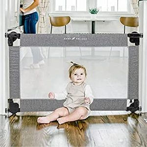lot 10369 image: Baby Delight Go with Me Portable Mesh Baby Gate  Span 30-48 Expandable Folding Gate  Pressure Mounted  Charcoal Tweed (B08FRJZ7ZP)