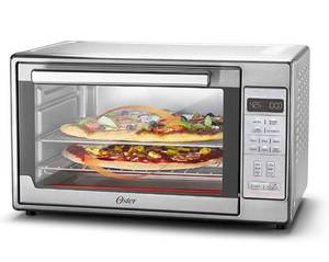 lot 10373 image: Oster Air Fryer Oven, 10-in-1 Countertop Toaster Oven Air Fryer Combo, 10.5 x 13 Fits 2 Large Pizzas, Stainless Steel