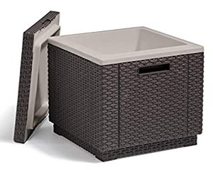 lot 10377 image: Keter Beer and Wine Cooler Table Perfect for Your Patio, Picnic, and Beach Accessories, Brown (B08G9MT8TY)