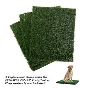 lot 10391 image: PETMAKER Replacement Grass Mats- Set of 3 Turf Pads for Puppy Potty Trainer (Tray System Not Included)- Indoor Restroom for Puppies & Large Pets