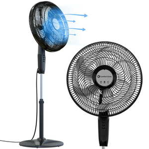 lot 10403 image: Comfort Zone 18 3-Speed Powr Curve Oscillating Pedestal Fan BlackSilver