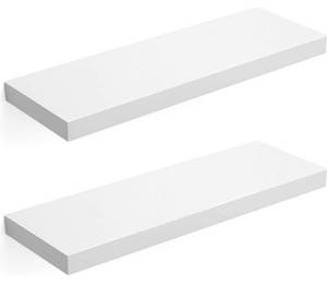 lot 10414 image: VASAGLE Floating Shelf Set of 2, Wall Shelf 23.6 Inch, Hanging Shelves Wall Mounted, for Photos, Decorations, MDF, White ULWS26WT-2