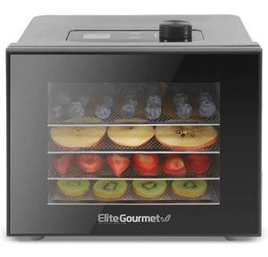 lot 10415 image: Elite Gourmet EFD308 Food Dehydrator, Stainless Steel Trays Food Dehydrator, Adjustable Temperature Controls, Jerky Herbs Fruit Veggies Snacks