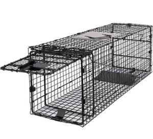 lot 10434 image: Humane Way Folding 32 Inch Live Humane Animal Trap - Safe Traps for All Animals - Raccoons, Cats, Groundhogs, Opossums - 32x10x12