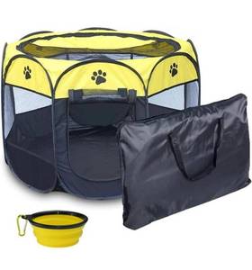 lot 10455 image: Coopupet Pet Playpen, Foldable Dog Playpen, Portable Puppy Playpen, Octagon Pet Tent, Collapsible Kennel Pen for PuppyCatGuinea PigHamster  Free Carrying Case  Free Travel Bowl