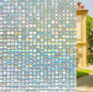 lot 10457 image: Volcanics Window Privacy Film Rainbow Window Film Privacy Static Window Clings 3D Window Decals Window Stickers for Glass Door Home Heat Control Anti UV 17.5 x 78.7 Inches