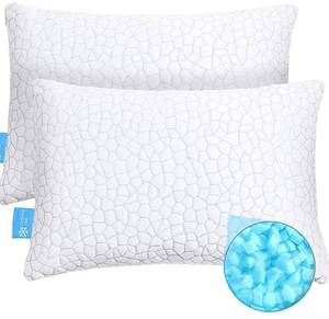 lot 10459 image: Cooling Pillows for Sleeping 2 Pack Adjustable Gel Shredded Memory Foam Pillows King Size Set of 2 - Luxury Bamboo Bed Pillows for Side Back Sleepers Washable Removable Cover CertiPUR-US Certified