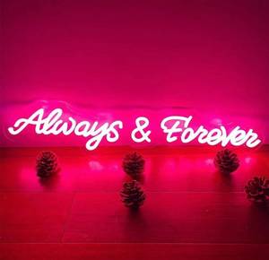 lot 10462 image: Neon Sign Always and Forever-Personalized Home Wall Decor LED Neon Light Signs Birthday Wedding Christmas Living Room Business Clothes Shopping Mall Decorations Neon Sign Girl Boy Gift (Pink 64�13 CM)